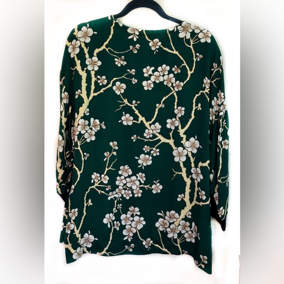 Woman’s Dark Green Floral Print Tunic by Warm - Large - Picture 2 of 5